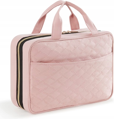 Жіноча косметичка для подорожей XXL, рожева, підвісна з гачком, 32x23x11 см