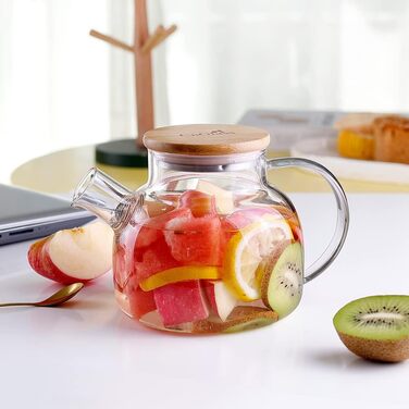 Скляна чайник CnGlass з ситечком 900мл, для листового чаю та квіткового заварювання, стійкий до плити