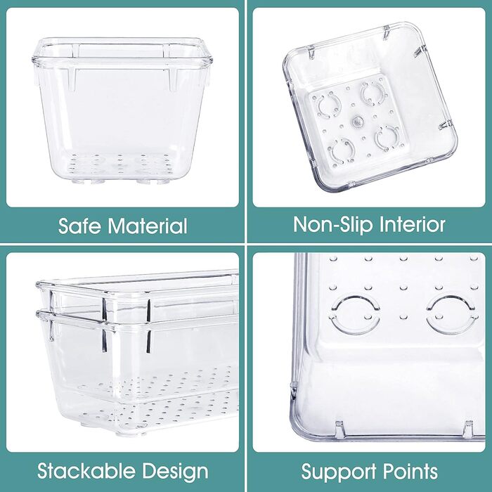 WOWBOX 4-Piece Plastic Drawer Organizer Set, 4 Sizes, Desk Drawer Dividers, Organizer and Storage Containers for Makeup, Jewelry, Bathroom, Office (Transparent, 13)