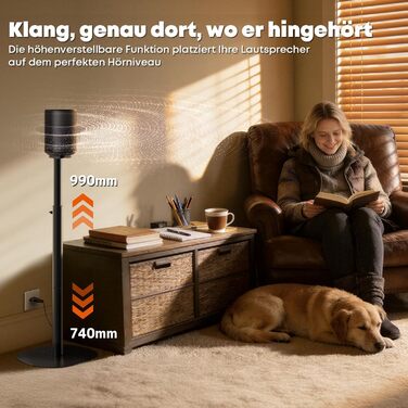 Регульовані підставки для акустики Sonos Era 100 та Era 300, 74-99 см, чорні, 5 кг