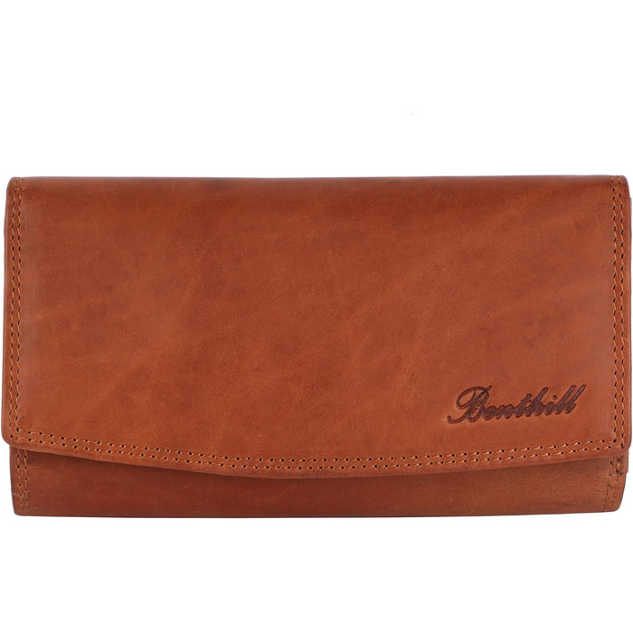Benthill Women's Wallet Large Genuine Leather | Large Wallet XXL with RFID Protection | Vintage Genuine Leather Women's Wallet with Many Card Slots including Gift Box, Color: Brown