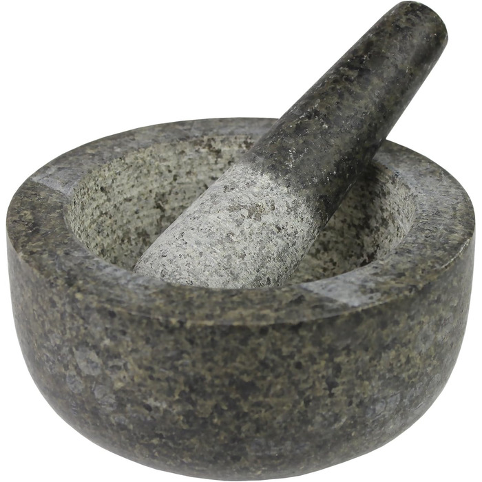 Набір для розмелювання JADE TEMPLE 17023: гранітний ступка та товкачок, 13 см, сірий