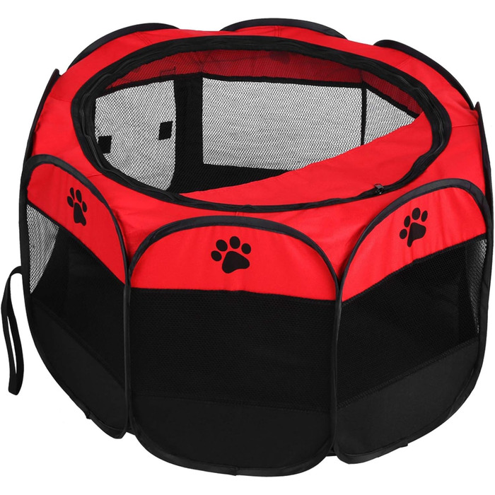 Летворезист для цуценят, кроликів, курчат: портативний, складаний, з сіткою та блискавкою. Підходить для використання в приміщенні та на вулиці (червоний)