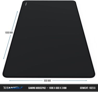 Кисет для миші TITANWOLF XXL 900 x 400 мм - великий килимок для геймінгу, чорний