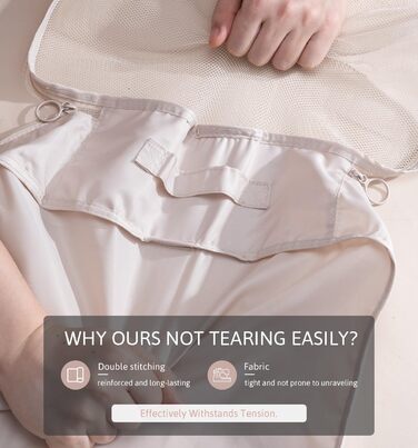 Органайзер для валізи Meowoo, 8-кількість, набір кубиків для пакування, для подорожей та бізнесу, з кишенями для одягу, для зберігання багажу, система організації (Бежевий-9шт)