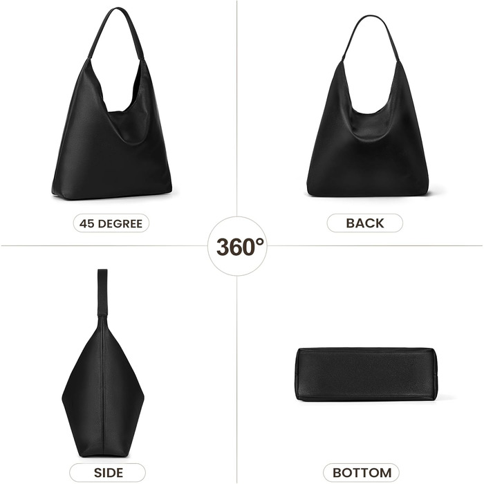 Сумка жіноча GSenhui Hobo Bag чорна шкіряна велика шопер для роботи, навчання, покупок - вінтажний стиль