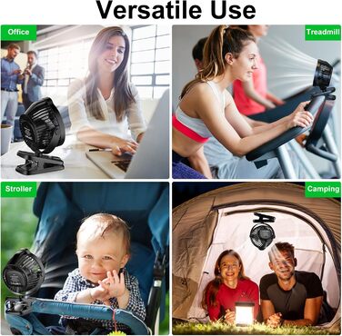 Портативний міні-вентилятор Minthouz з кліпсою, 8000mAh, 5 швидкостей, тихий, для дому, офісу, кемпінгу, дитячої коляски