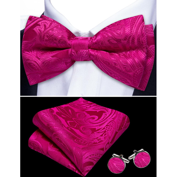 Тісний кравецький аксесуар Barry.Wang: краватка, хустинка та запонки в стилі 'Пlaid' (магента)