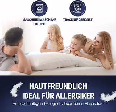 CALMONT 3-Chamber Down Pillow 40x80 | 2-Pack | Fluffy & Suitable for Allergy Sufferers | Nearly 100% Down | Durable & Breathable Bed Pillow for Restful Sleep | Pillow 40x80 (2-Pack) 40 x 80 cm (2-Pack)