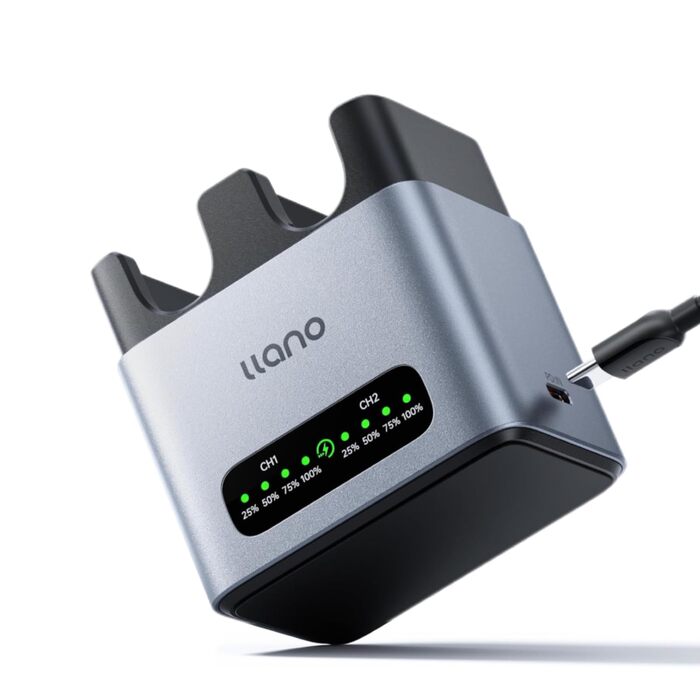 Зарядний пристрій для акумуляторів Canon LP-E6P/LP-E6NH: Dual-Slot, USB-C, LED-дисплей, сумісний з EOS R5/R6/R7 Mark II, 5D/6D/7D Mark II/III/IV, 60D/70D/80D/90D