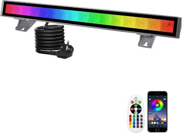 RGB LED Spotlight, 48W RGB Wallwasher Light, LED Bar Light Effects IP66 Waterproof Smart Party Lights with Remote Control and APP Control for Outdoor Indoor Tree Party Garden (1 Piece)