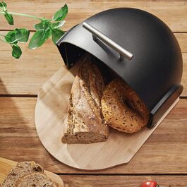 HOMLA Металева хлібниця з кришкою, 37 x 26 x 22 см, чорний Darvin
