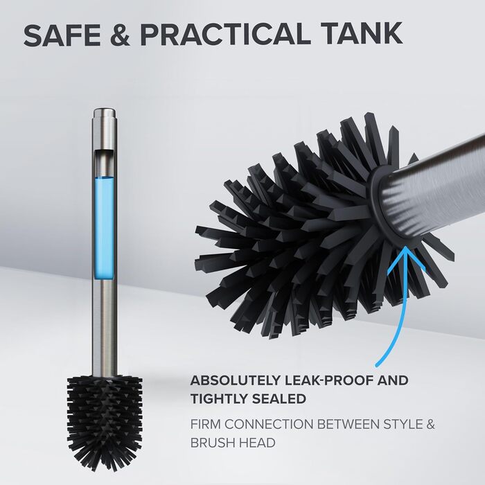 Набір для чищення унітазу Arosund Silber: щітка з силікону, вентиляція, сталь, з дозатором мийного засобу, знімний піддон, для дому