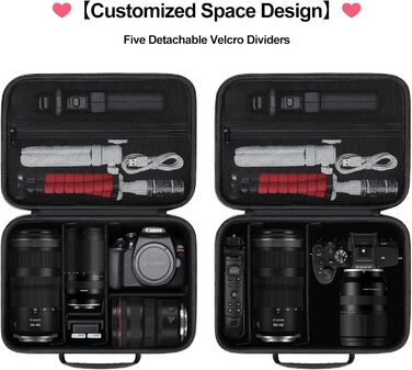 Сумка для фотоапарата Canon EOS 2000D/4000D/R50/R6 II/R100/R8/R10 та Sony Alpha 7 III/7 IV/a6400/ZV-E10/ZV-E10L – жорстка захисна сумка для камери, об'єктива та штатива, чорна