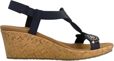 Босоніжки жіночі Skechers Beverlee Date Glam на танкетці, темно-сині 40 EU