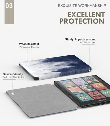 Чохол MoKo для Kindle Paperwhite 12th Gen (2024) та Kindle Colorsoft Signature Edition (2024), захисний чохол з авто-сном/пробудженням, сірий ліс