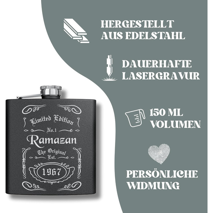 Персоналізований фляга з гравіюванням - подарунок на весілля та для чоловіків - фляга з нержавіючої сталі - подарунок для друга нареченого (Дизайн 2)