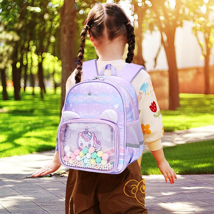 Дитячий рюкзак Kinder для дівчаток та хлопчиків 2-6 років: садочок, школа, ліловий з тваринами