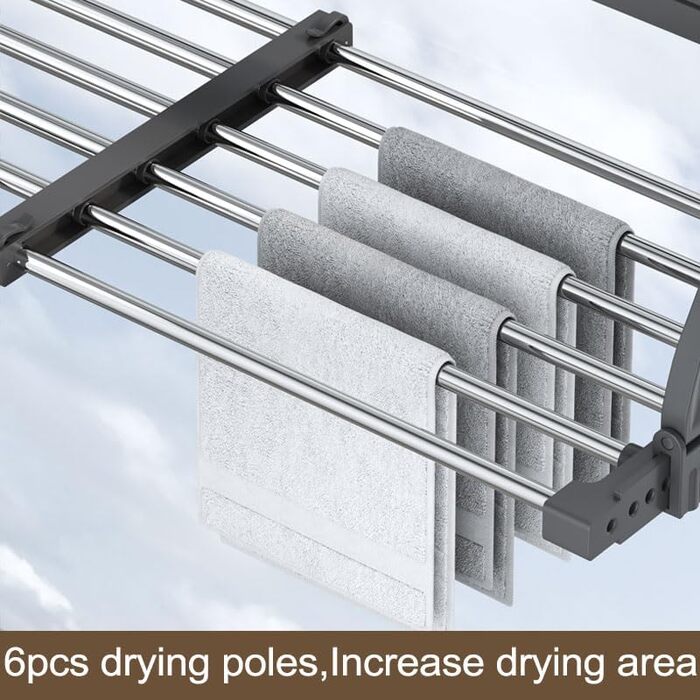 Висувна сушилка для білизни з нержавіючої сталі, турбо-тип, 6 крил, 3 рівні, для дому та вулиці, 64-110 см