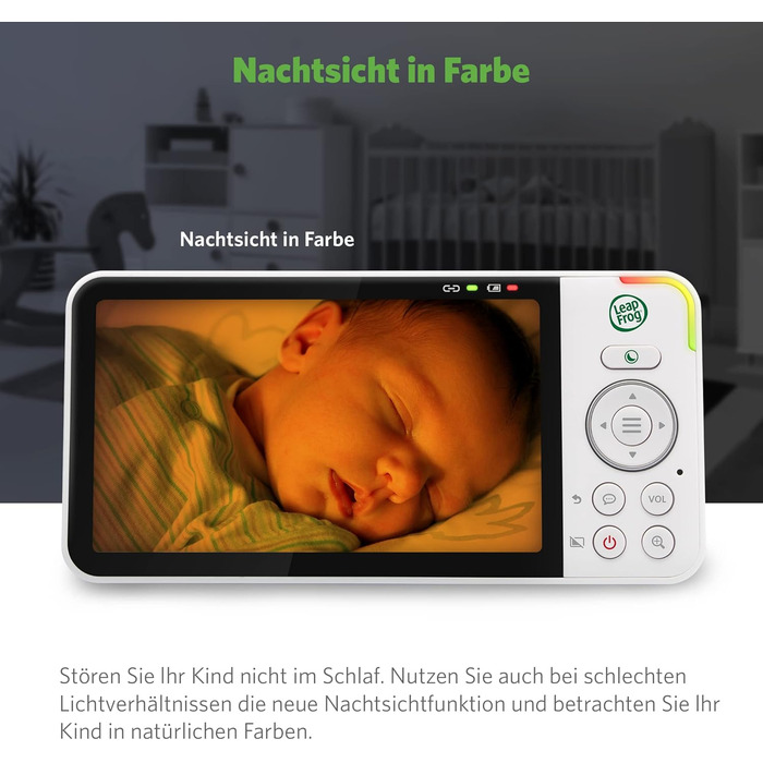 Відеоняня LeapFrog LF2513 без Wi-Fi з IPS екраном 2.8 дюйма, поворотна, з нічним баченням, датчиком температури, радіусом дії 300 метрів та тривалістю роботи батареї 12 годин