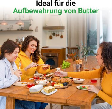 HAS Butterdose Ceramic, white for 250g butter, butter dish and butter bell with a very high-quality gold-rimmed design - butter box and butter crock, butter container for storage, dishwasher safe
