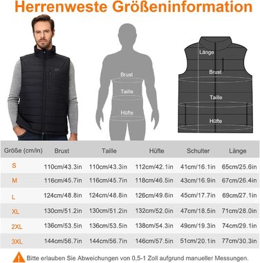 Обогреватель жилет чоловічий з Powerbank 16000mAh 7.4V, 9 зон обігріву, Hilpert, для кемпінгу