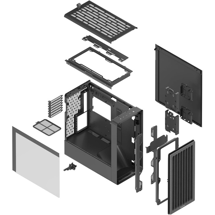 Корпус ПК HAVN Midi-Tower з 3 вентиляторами, Top Airflow, скло, чорний
