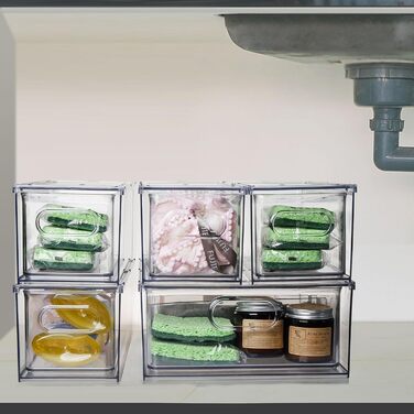 Refrigerator Organizer Drawer Set with Handle, 3-Piece Stackable Kitchen Storage Boxes with Pull-Out Drawer & Lid for Vegetables, Berries, Meat | PET Plastic Food Storage Containers