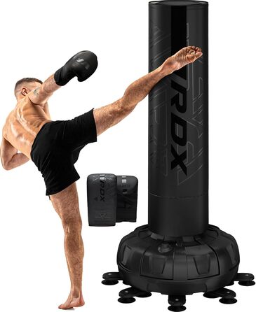 Стенд-боксерський мішок RDX 6FT (183 см) з рукавичками та чохлом, XXL, для ММА, кікбоксингу, муай-тай, чорний