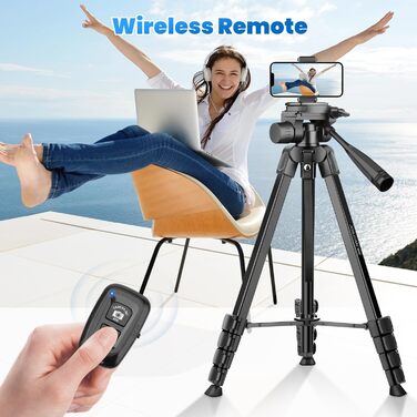 Штатив для камери JOILCAN 81'/206cm: штатив для смартфона з пультом, тринога з алюмінію для DSLR Canon Nikon, легкий туристичний штатив