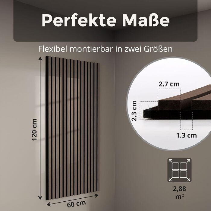 Акустичні панелі з дерева 60x60 см, настінна оббивка для шумоізоляції та звукопоглинання, ламельні панелі для покращення акустики приміщення (Горіх, 4 шт)