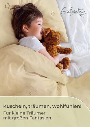 Набір постільної білизни для дітей Gräfenstayn® з мотивами тварин (жирафа та слон) та інтегрованою блискавкою, 100% бавовна (ренфорс) - ковдра 135x100 см, подушка 60x40 см