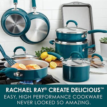Набір посуду Rachael Ray Kreieren Sie з антипригарним покриттям, 13 предметів, Teal Shimmer