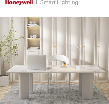LED настільна лампа Honeywell з USB-портами, регульоване освітлення, захист очей, Sunturalux™ для офісу та дому, складна конструкція, білий колір