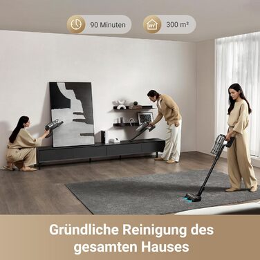 Dreame Z30 - Бездротовий пилосос з потужністю 190AW, 90 хвилин роботи, детекцією бруду, LED-дисплеєм та синім LED-підсвічуванням. Ідеально для прибирання дому, видалення шерсті тварин та килимів.