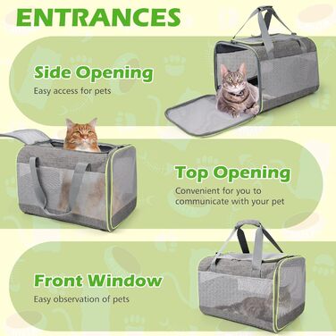 Транспортний бокс для котів Lannvan, до 6,5 кг, складаний, з м'яким підкладом, для собак та котів, сірий (45x30x30 см)