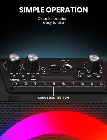 Wowstar Караоке Машина з 2 Бездротові Мікрофони, Портативна Bluetooth Колонка з Світловим Ефектом, Підтримка TF/USB, FM, Запис, AUX, TWS для Вечірок, Дня Народження (Червона)