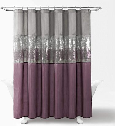 Шторка для душу Lush Decor Night Sky, поліестер, сірий та фіолетовий, 182.9 x 182.9 см