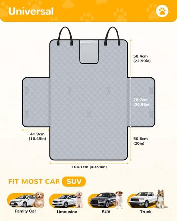 Захист для багажника автомобіля для собак: водонепроникний та стійкий до подряпин килимок з захистом бокових панелей та краю багажника. Легкий у догляді та міцний. Сірий колір.