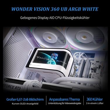 Система рідинного охолодження процесора Thermalright Wonder Vision 360 UB ARGB White, LCD-дисплей 6.67