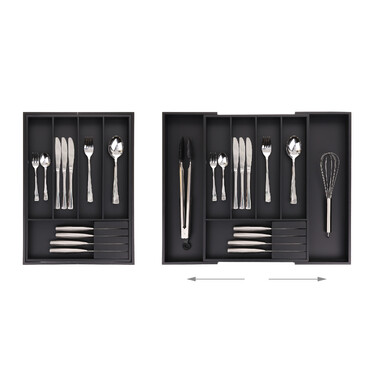 Relaxdays Extendable Bamboo Cutlery Box