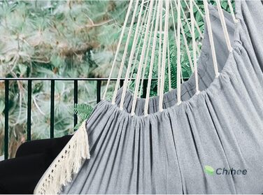 Chihee Hanging Chair Hanging Swing Maximum 500 lbs Includes 2 Cushions Steel Spreader Bar with Anti-Slip Grooves Portable Hanging Chair Side Pocket Large Macrame Bohemian Chair Indoor Outdoor