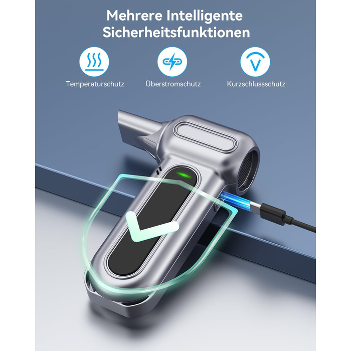 Електричний пилосос-піногенератор Orantronx Air Duster 200000 об/хв, 4-ступенева регулювання, акумуляторний, USB-зарядка, для ПК, клавіатури, авто, дивану, ноутбука, дому, вулиці