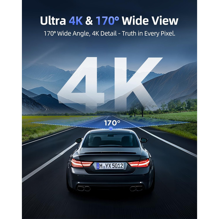 Відеореєстратор для авто 4K C200: 360° поворотний, 64GB карта, WiFi, нічна зйомка, паркування, G-сенсор, IPS дисплей
