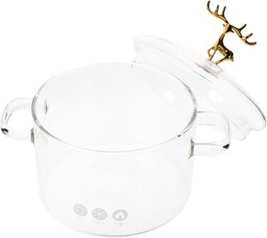 MAGICLULU 1 Piece Glass Pot with Lid Borosilicate Glass Cookware Transparent Cooking Pot for Pasta Salad
