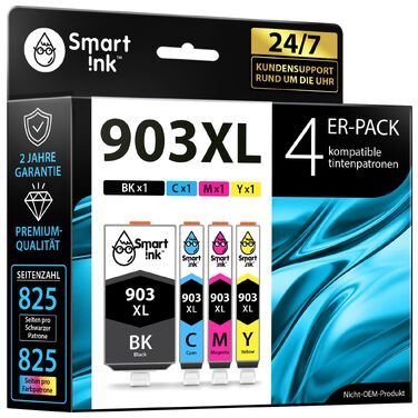 Комплект картриджів Smart Ink для HP 903 XL (Чорний, Синій, Червоний, Жовтий) з чипом для принтерів OfficeJet Pro 6950, 6960, 6970