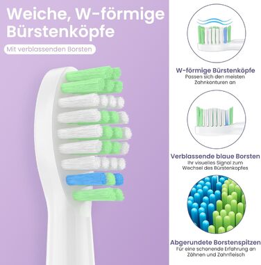 Електрична зубна щітка YUNCHI C2 з 40000 вібрацій на хвилину, звукова щітка для дорослих, зарядка USB-C, акумулятор на 55 днів, 5 режимів чищення, таймер 2 хвилини, 8 насадок, дорожній футляр, чорний (C2 фіолетовий та білий)