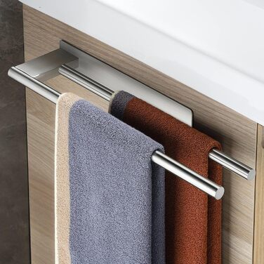 Подвійний тримач для рушників Doppelt без свердління, 304 нержавіюча сталь, сріблястий, 39 см