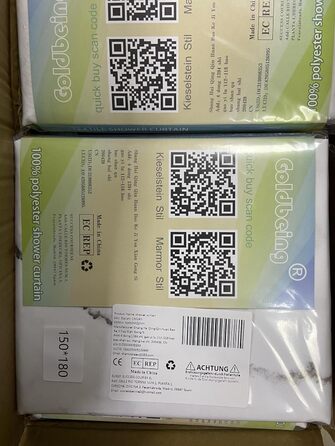 Тканинна штора для душу | Водостійка штора з посиленим краєм | Тканинна штора для душу, яку можна прати, розмір 150 см x 180 см | Поліестер, мармур, 180 x 150 см (1 шт.)