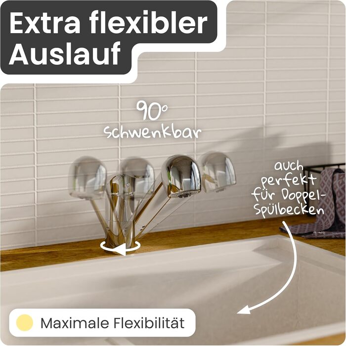 Кухонний змішувач Instmaier Elena з виливним гусаком та душовою насадкою | Хром | З витяжною системою | Змішувач для кухні з 2 режимами струменя | Однорідний змішувач з поворотним виливом (низький тиск)